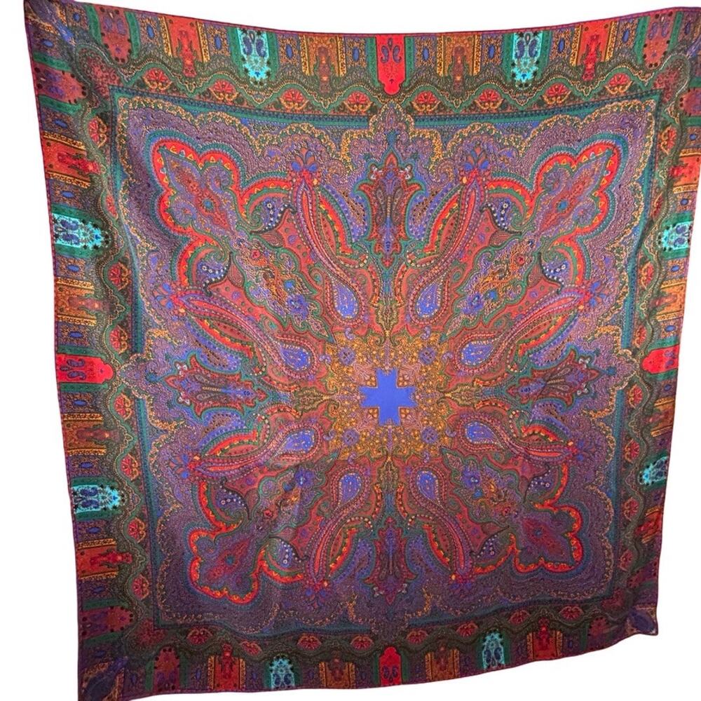 Vintage 1980s Bill Blass Extra Large Silk Paisley Scarf